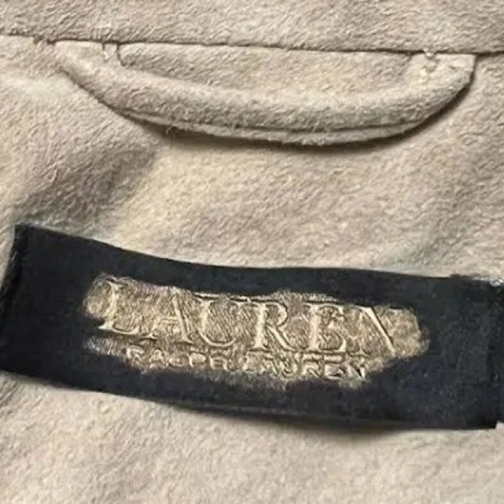 Lauren Ralph Lauren Womens Fringe Trim Goat Suede Jacket In Camel - Picture 6 of 6